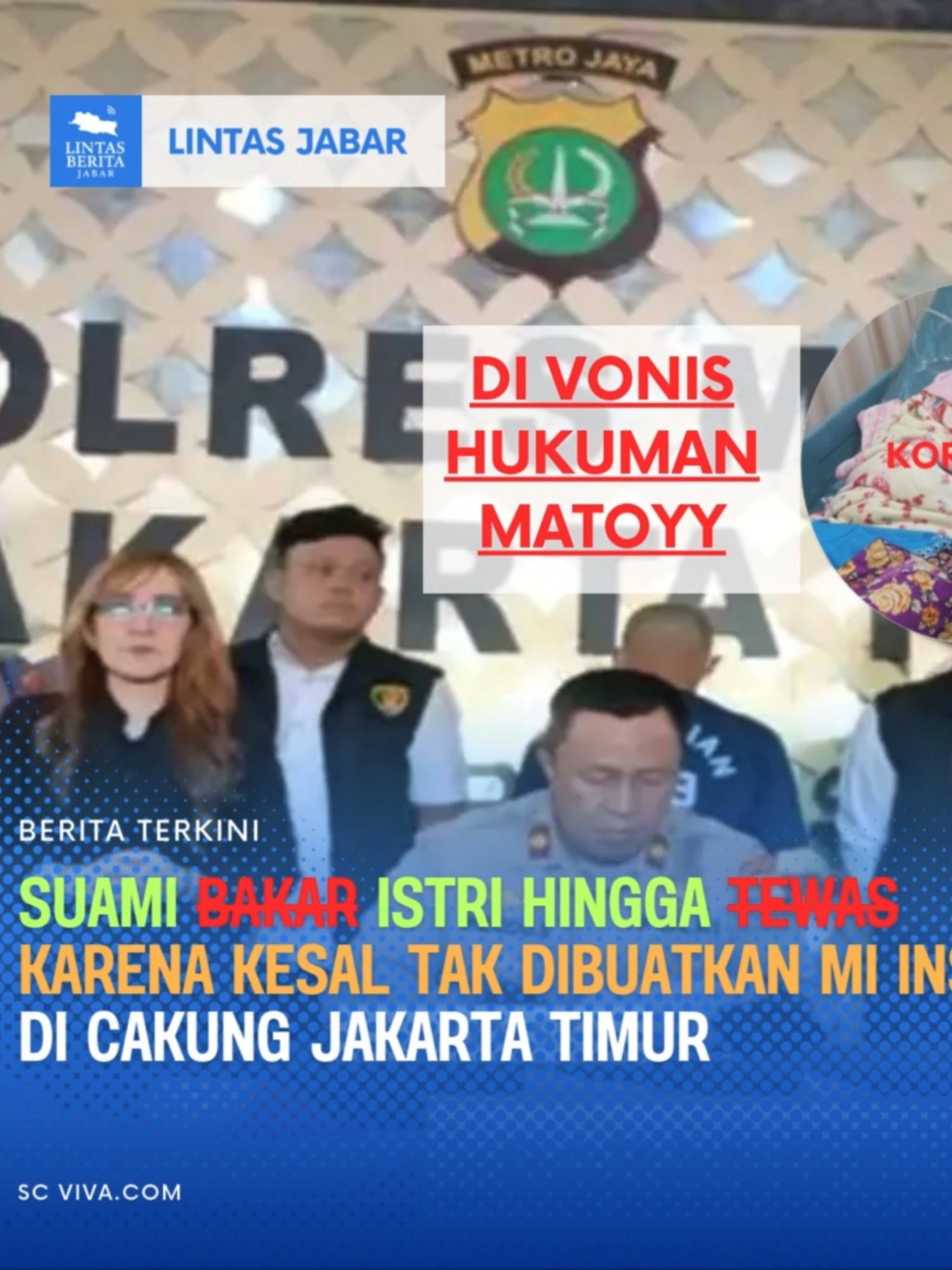 Suami Bakar Istri hingga Tewas karena Kesal Tak Dibuatkan Mi Instan di Cakung jakarta timur Kasus kekerasan dalam rumah tangga (KDRT) di Kampung Pulo Jahe RT 06 RW 05 Kelurahan Jatinegara, Kecamatan Cakung, Jakarta Timur berubah menjadi tragedi pembunuhan keji. Seorang pria berinisial MA (29) tega menyiramkan tiner dan membakar istrinya, SN (33), usai cekcok masalah sepele. Peristiwa ini dilaporkan ke SPKT Polres Metro Jakarta Timur pada Kamis 18 September 2025. Aksi brutal ini juga menyeret ibu kandung korban, berinisial M yang juga sebagai ibu mertua dari pelaku. M juga dianiaya hingga luka parah. Kanit Unit Perlindungan Perempuan dan Anak (PPA) Polres Metro Jakarta Timur, AKP Sri Yatmini, menjelaskan kronologi kasus tersebut bermula saat pelaku (sang suami) minta dibuatkan makanan mi instan oleh sang istri (korban). “Awalnya tersangka meminta istrinya membuatkan mie. Namun karena tidak segera dibuat dan korban malah bermain handphone, terjadilah percekcokan,