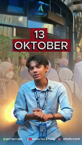 🕋✨ Info Keberangkatan Umrah – 13 Oktober 2025 ✨🕋 Assalamualaikum Travelmate Athalla! Alhamdulillah, keberangkatan semakin dekat.  Berikut detail penting yang perlu dicatat: 📍 Meeting Point : Bakerzin, Terminal 3 Soekarno-Hatta ⏰ Jam Berkumpul : 20.00 WIB 🛫 Jam Keberangkatan : 00.40 WIB (SV 827) 💼 Fasilitas Keberangkatan: ✅ Handling bagasi di bandara ✅ Perlengkapan umrah (koper, tas, perlengkapan ibadah) ✅ Makanan & minuman selama perjalanan ✅ Pendampingan tim Athalla Tour & Travel Mohon hadir tepat waktu ya agar perjalanan berjalan lancar dan Semoga Allah mudahkan langkah kita menuju Tanah Suci.