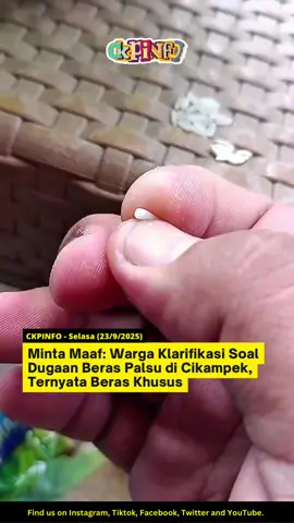 CIKAMPEK, ckpinfo.com – Seorang warga yang beberapa hari lalu sempat membagikan pengalamannya terkait dugaan beras palsu yang ia beli di salah satu minimarket wilayah Cikampek akhirnya memberikan klarifikasi. Melalui pesan direct message (DM), ia menyampaikan permohonan maaf kepada masyarakat atas ketidaktahuannya mengenai beras tersebut. “Malam min, maaf sebelumnya terkait beras kemarin. Jujur saya tidak tahu terkait beras itu, ternyata beras khusus. Setelah saya cek-cek officialnya memang ada keterangan khususnya. Jadi sekiranya itu merugikan salah satu pihak, mohon dihapus saja infonya ya min. Sekali lagi mohon maaf,” tulisnya dalam pesan klarifikasi. Sebelumnya, informasi mengenai dugaan beras palsu tersebut sempat ramai dan menimbulkan keresahan di kalangan warga. Namun setelah dicek kembali, beras yang dimaksud ternyata adalah produk khusus dengan karakteristik berbeda dari beras umumnya. 📡 Simak selengkapnya di ckpinfo.com Follow ckpinfo di somed kesayangan kamu : •Instagram •YouTube •Facebook Page •TikTok #Cikampek #CikampekInfo #InfoCikampek #CikampekBanget #JelajahCikampek   
