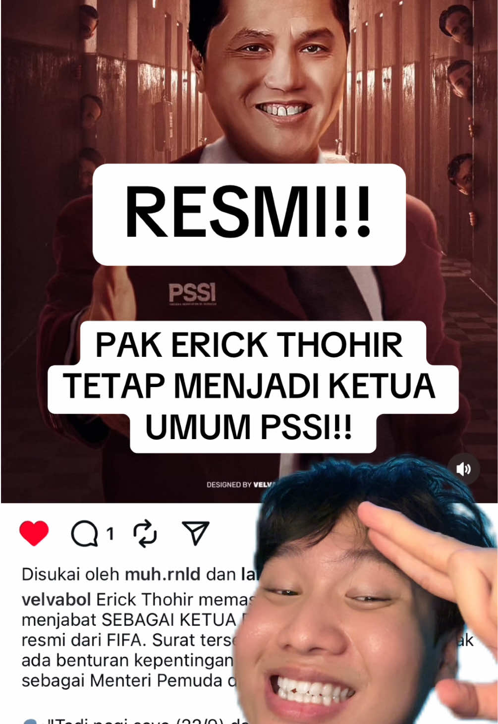 BREAKING!! RESMI!! Pak Erick Thohir tetap menjadi Ketua Umum PSSI yang dimana juga menjabat sebagai Menteri Pemuda dan Olahraga. SEMANGAT PAK ET!! #erickthohir #pssi #pssiindonesia #menpora #FIFA 