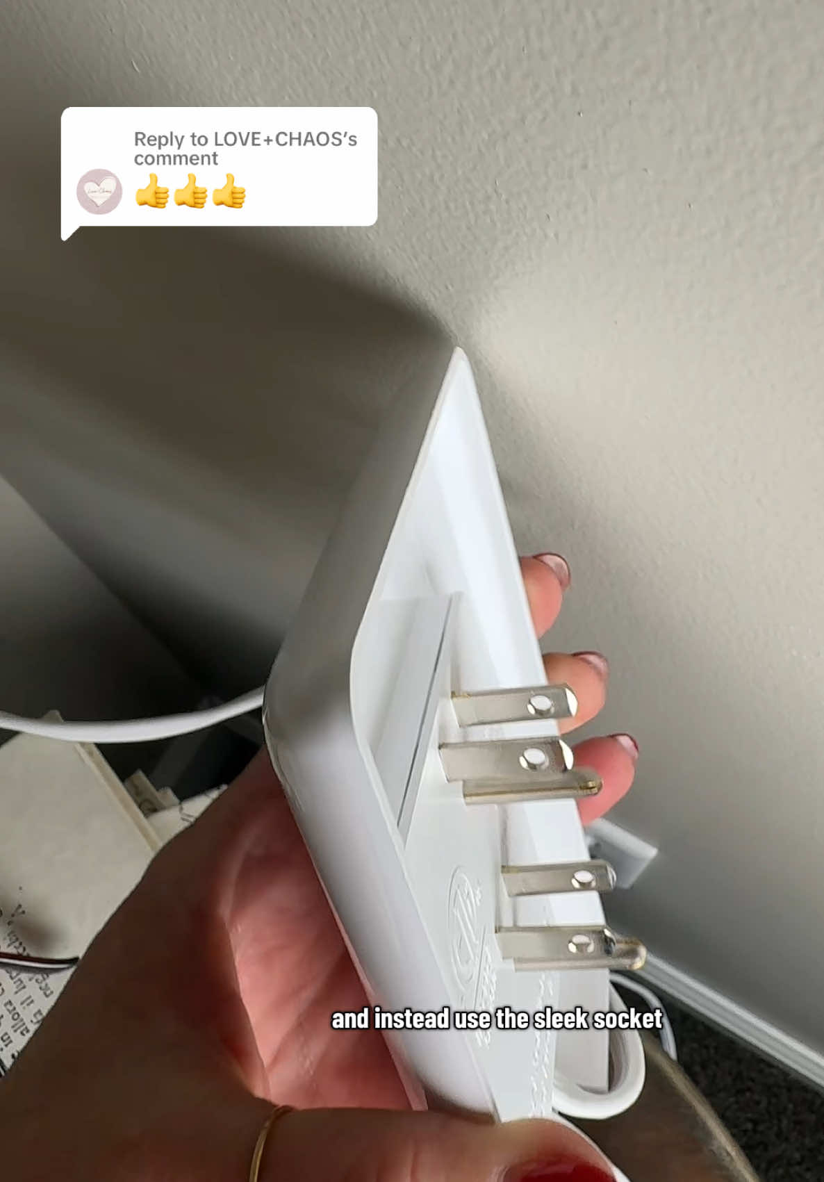 Replying to @LOVE+CHAOS No more gaps between the wall & furniture with Sleek Socket outlet concealer! Sleek socket Extension cord is GENIUS- hurry grab yours today! #sleeksocket #tiktokshopcreatorpicks #genx #outlet #homeaccessories #sleeksocketoutlet #electrical 