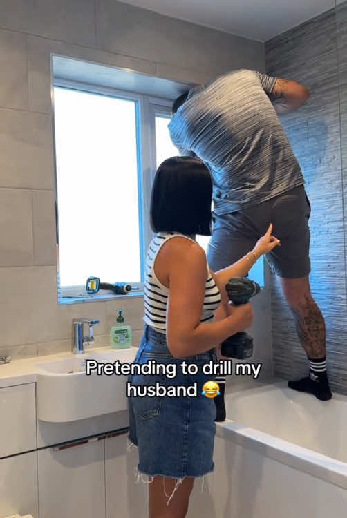 The other half's reaction 🔥#couple #tiktok #america #foryou #electrodrill #prank 