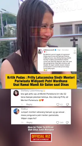 Kritik pedas di lontarkam Prilly Latuconsina Saat sindir Menteri Pariwisata Widiyanti Putri Wardhana Usai Ramai Mandi Air Galon saat Dinas #prillylatuconsina #menpar #mentri 