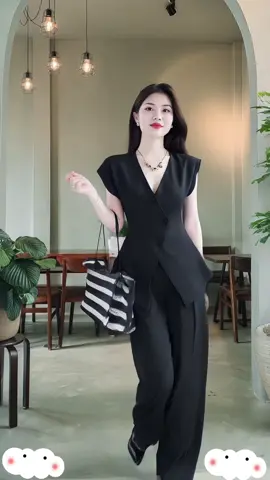 Set Bộ Dài Công Sở Bigsize Áo gi-lê phối Quần Ông Suông #thoitrangnu #setxinh #viralvideo 