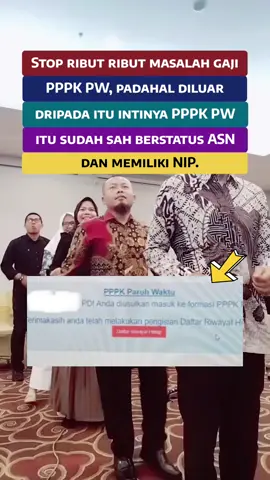 Stop ribut ribut masalah gaji PPPK PW, padahal diluar dripada itu intinya PPPK PW itu sudah sah berstatus ASN dan memiliki NIP.  Kenapa ada PPPK PW agar tdk ada yg dirumahkan dan PPPK PW adalah masa transisi untuk diangkat menjadi PENUH waktu, ingat tanpa tes lagi untuk ke PENUH WAKTU dan masalah gaji yang disampul berita, kita tunggu saja fix ya diSK yg nanti akan diterima  Ini adalah tahapan dan regulasi 🙏 #sekolah #guru #pendidikan  #masukberanda #gurukelas #fyp #gurusd #infoguru #pppk 