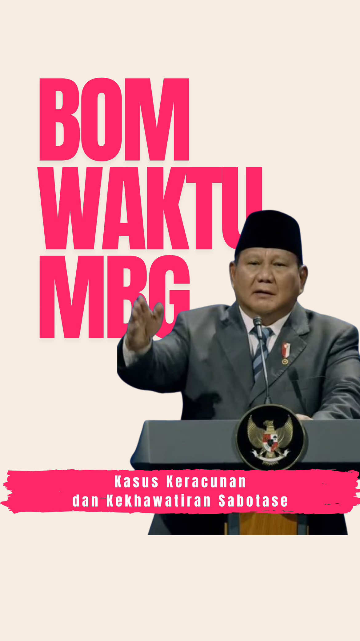 Sudah banyak kritik & masukan soal MBG agar efisien secara ekonomi dan manfaatnya sesuai tujuan. Kali ini saya coba mengingatkan dari sudut pandang yg lain yaitu kekuasaan, ya semoga bs diperhatikan. Jadi, meskipun program makan bergizi ini niatnya baik untuk anak-anak & ekonomi rakyat, tapi cara pelaksanaannya sgt rawan: rawan terkontaminasi bakteri dan rawan disabotase. Sabotase itu bisa saja mengorbankan nyawa rakyat yg kemudian ditunggangi menjadi kemarahan yg mengguncang kekuasaan. Kasus-kasus keracunan yg terjadi ulang bukan cuma membahayakan anak-anak di sekolah tapi juga kursi jabatan presiden. Presiden mesti hati-hati dengan bisikan yang menganggap kasus ini sekadar angka statistik. Ia harus diingatkan: anak-anak itu adalah harapan & cerita bagi orang tua, saudara, teman-temannya, dan kita semua sebagai bangsa. Jika kasus-kasus keracunan yang terus berulang tidak mengubah hal-hal substansial mengenai cara pelaksanaan MBG, bukan tak mungkin kritik itu berubah jadi kemarahan tak terkendali. Ya, ini ibarat bom waktu yg entah kapan akan meledak. #MakanBergizi #MBG #Prabowo #KritikPresiden #AnakIndonesia 