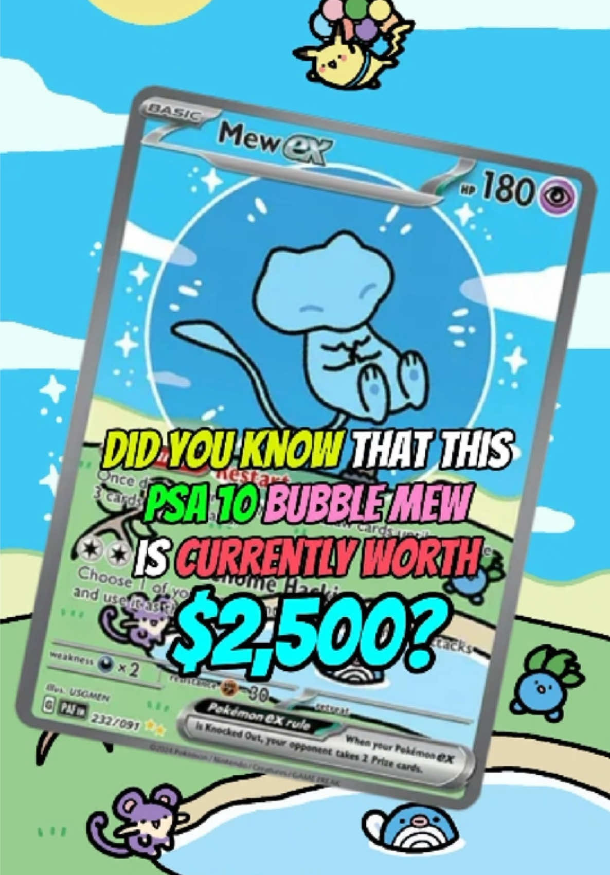 $2,500 for this PSA 10 bubble mew — crazy or a smart investment? 💰 Prices of the Paldean Fates Bubble Mew are currently going to the moon 🚀🌑 With Paldean Fates sealed products skyrocketing, is it better to buy the single card or invest in sealed products? #bulbaboomgaming #PokemonTCG #bubblemew #paldeanfates #pokemoncards 