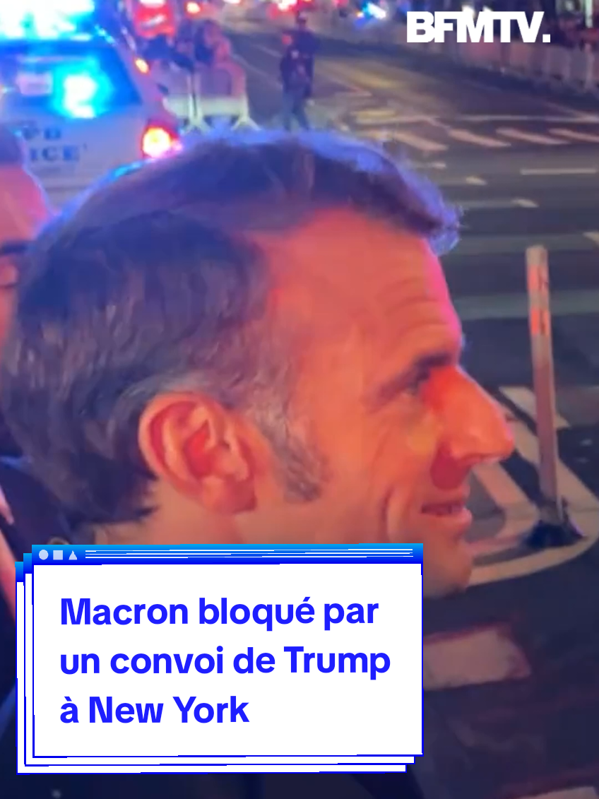 Emmanuel Macron a été bloqué par un convoi de Donald Trump, à New York  #macron #donaldtrump #gaza 