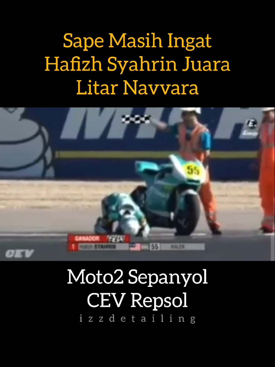 Hafizh Syahrin sujud syukur di Litar Navvara | Memenangi Perlumbaan Moto2 Kejuaraan Sepanyol CEV Repsol Eropah . . . #hs55 #moto2 #jdtracingteam #petronas #fyp 