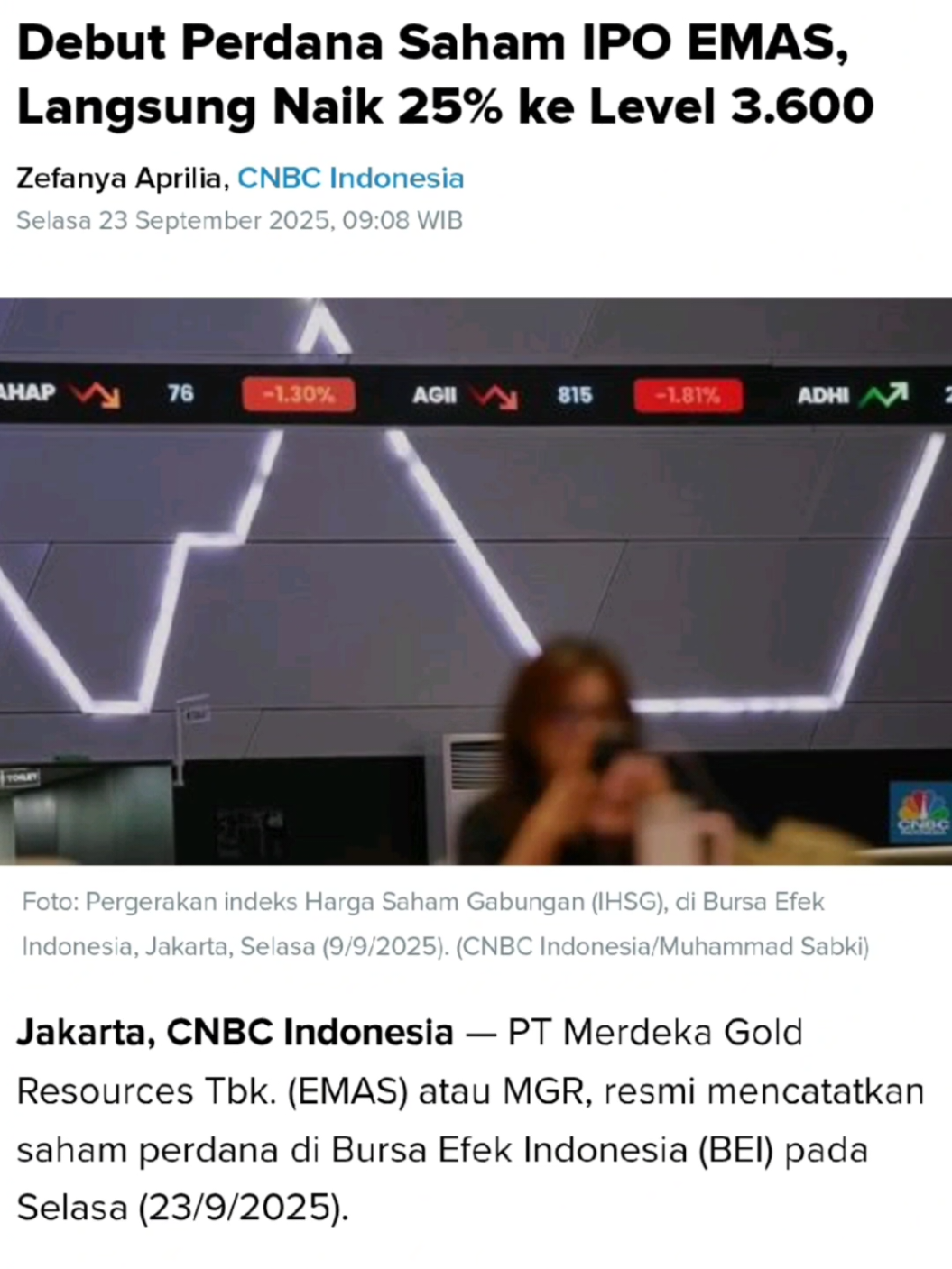 debut pertama $emas . . . #ipo #emas #saham #ihsg #mdka 