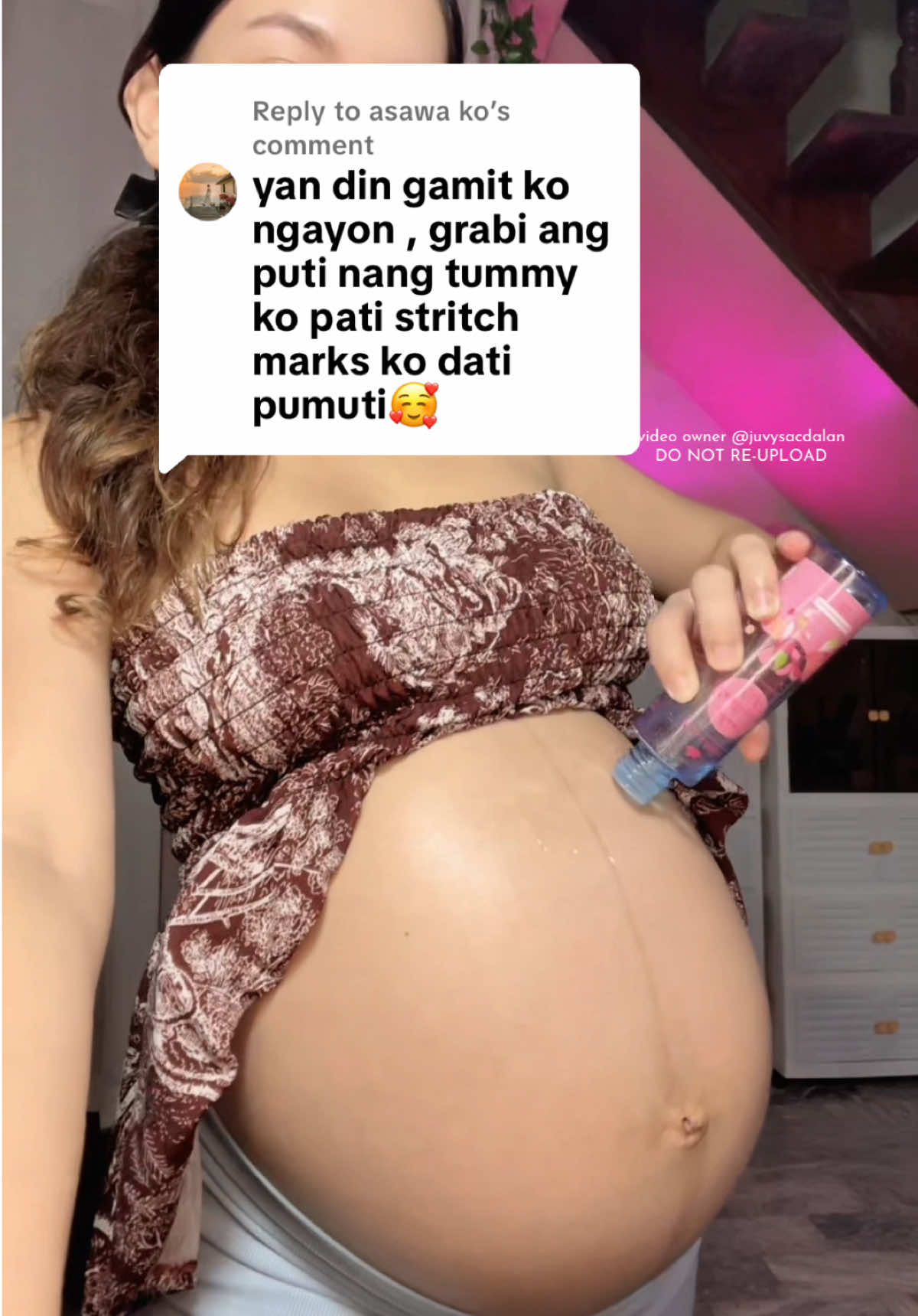 Replying to @asawa ko 36 weeks pregnant, No stretch marks ‼️ Thank you skin elasticity oil from Buds and Blooms 🫶 #stretchmarks #biooil #skinelasticity 