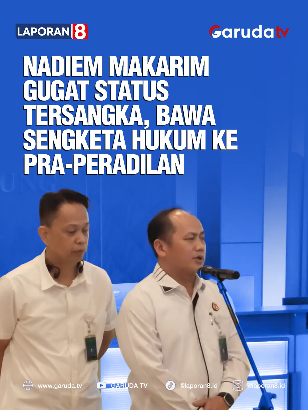 𝐍𝐚𝐝𝐢𝐞𝐦 𝐌𝐚𝐤𝐚𝐫𝐢𝐦 𝐆𝐮𝐠𝐚𝐭 𝐒𝐭𝐚𝐭𝐮𝐬 𝐓𝐞𝐫𝐬𝐚𝐧𝐠𝐤𝐚, 𝐁𝐚𝐰𝐚 𝐒𝐞𝐧𝐠𝐤𝐞𝐭𝐚 𝐇𝐮𝐤𝐮𝐦 𝐊𝐞 𝐏𝐫𝐚-𝐏𝐞𝐫𝐚𝐝𝐢𝐥𝐚𝐧. Mantan Mendikbudristek Nadiem Makarim melalui kuasa hukumnya resmi mengajukan gugatan pra-peradilan ke Pengadilan Negeri Jakarta Selatan pada Selasa (23/9/2025). Tim kuasa hukum yang dipimpin Hana Pertiwi mempersoalkan penetapan tersangka dan penahanan Nadiem oleh Kejaksaan Agung. Mereka menilai penetapan tersebut tidak sah karena tidak didukung dua alat bukti yang cukup, termasuk perhitungan kerugian negara yang seharusnya dilakukan oleh BPK atau BPKP. Kejaksaan Agung menyatakan belum menerima rilis resmi permohonan pra-peradilan, namun menegaskan bahwa pengajuan pra-peradilan adalah hak setiap tersangka yang diatur KUHAP dan diperkuat putusan MK 2014. Kejagung menolak menanggapi substansi gugatan karena sudah masuk ranah pokok perkara. Sebagai catatan, Nadiem ditetapkan sebagai tersangka pada 4 September 2025 lalu dan langsung ditahan, setelah sebelumnya empat orang dari lingkungan Kemendikbudristek juga ditetapkan sebagai tersangka, termasuk staf khususnya Jurist Tan yang masih buron. Naskah: Yayat Editor | Admin: Gigih | Farraa  Saksikan Garuda TV di Free to Air atau Streaming melalui: www.garuda.tv | YouTube Garuda TV | Aplikasi Vidio | WeTV (Wewatch) | IndiHome CH111 | Transvision CH824 | FirstMedia CH45 #garudatv #laporan8 #NadiemMakarim #PraPeradilan #Mendikbudristek #Viral