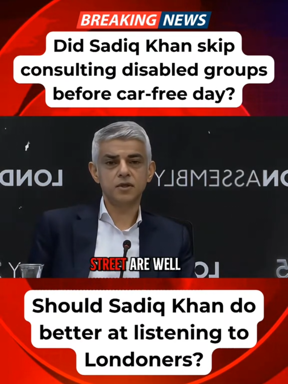 Should Sadiq Khan do better at listening to Londoners?   #Uknews #Sadiqkhan #Londonnews #Ukpolitics #carfreeday 