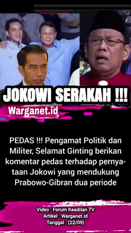 Komentar pedas Pengamat Politik dan Militer, Selamat Ginting. 23/09 #prabowo #gibran #jokowi 