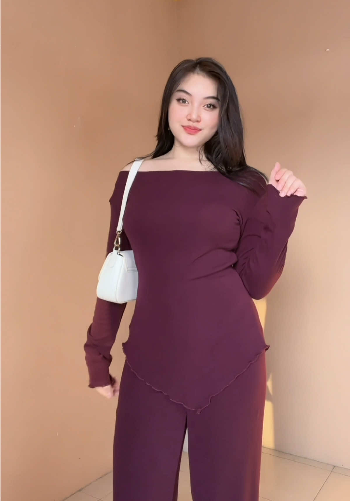 One set Joanna 😍 best seller burgundy ❤️ #onesetkekinian #ootdinspo #onesetmurah #onesetjumbo 