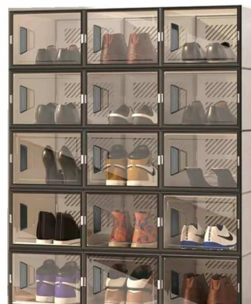 KIT8 10 12 Caixa Organizadora Para Tênis Sapatos Multiuso Empilhável Tampa Flip Feminino Masculino. #tiktokshop 