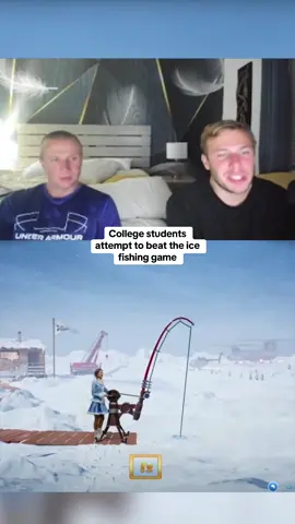 College students attempt to beat the ice fishing game #kickstreaming 