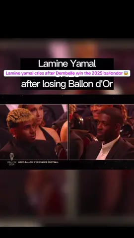 Lamine yamal cries after Dembelle win the 2025 ballondor #creatorsearchinsights #ballondor #footballtiktok #soccertiktok #fyp 