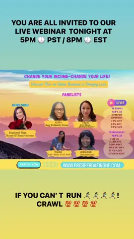 HAPPY WEBINAR TUESDAY MY SUPER LOVELY PEOPLE 🙏🏾♥️ NO MATTER HOW TIRED YOU MAY BE TODAY FROM BURNOUT 🦋🦋🦋🏃🏾‍♀️‍➡️🏃🏾‍♀️‍➡️🏃🏾‍♀️‍➡️🏃🏾‍♀️‍➡️🌸🌸🌸🌸🌸🌸🥰🥰🥰 YOU ARE ENCOURAGED TO JOIN US TONIGHT AT 5PM 🕔 PST / 8PM 🕗 EST FOR OUR LIVE WEBINAR 🕔🕗🕔🕗🕔🕗🌱🌱🌱🌱🌱🌱🌱🌱 REGISTER HERE FOR ACCESS 👇🏾👇🏾👇🏾👇🏾👇🏾👇🏾👇🏾👇🏾👇🏾👇🏾👇🏾👇🏾👇🏾👇🏾👇🏾 WWW.PROSPERDAFINONE.COM 🔥🔥🔥   PROSPER DAFINONE  DIGITAL BUSINESS COACH 💻💎💎