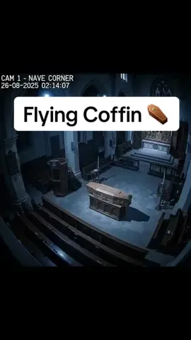 A CCTV footage captures a moment of a coffin going up in air and falling back in a Church at night and some shadow or smoke coming out of the coffin #paranormal #fyp #scary #explore #haunted 