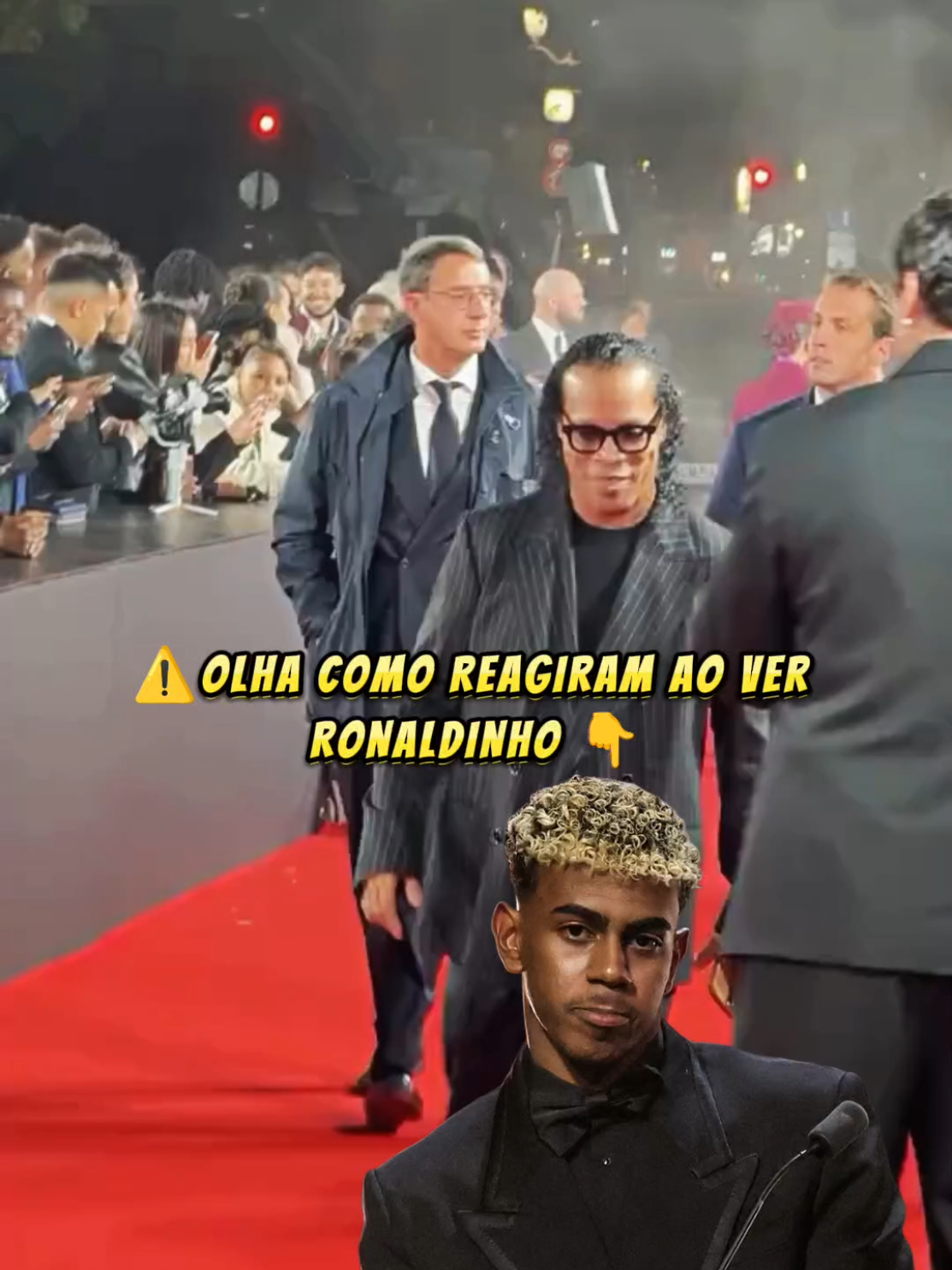 A reação dos jogadores ao ver Ronaldinho na Bola de Ouro 😱 #ballondor #ronaldinho #ousmanedembele #futebolbrasileiro 