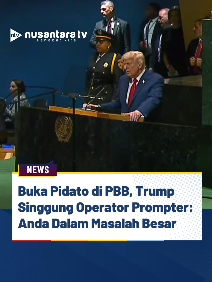 Trump Soroti Teleprompter Bermasalah di Sidang Umum PBB Presiden Amerika Serikat (AS) Donald Trump menyoroti teleprompter yang tidak berfungsi saat ia berpidato dalam Sidang Umum ke-80 Perserikatan Bangsa-Bangsa (PBB), Selasa (23/9/2025). Trump bahkan menandai operator teleprompter di awal pidatonya. 
