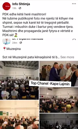 Top Channel, kapeni lajmin! Vetëvendosja në Shtime duket se është mërzitur nga përkrahja masive për Dr. Përparim Ramusen,ne Muzeqine-- saqë po thonë se në tubim kanë marrë pjesë edhe persona nga fshatrat e tjerë. P.s-mos.harroni identifikoni personat per shantazhe dhe kercnime-LVV