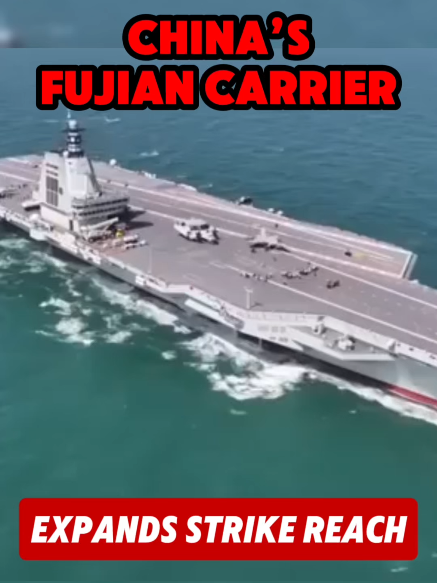 China’s Fujian Carrier Expands Strike Reach China’s Fujian carrier launched J-15T, stealth J-35, and KJ-600 aircraft with electromagnetic catapults, a milestone in carrier aviation. The system enables “full-load” takeoffs and integrated operations with other Chinese carriers, greatly expanding strike range. Analysts warn this breakthrough extends Beijing’s combat reach across the Second Island Chain, directly threatening U.S. dominance and regional stability. #China #America #Navy #Carrier #Pacific