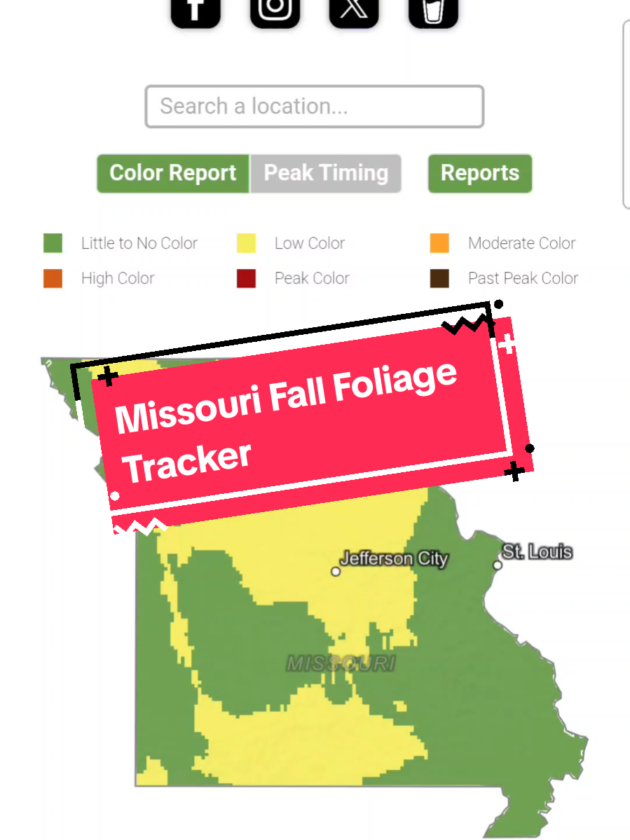 Missouri Fall Foliage Map 🍁🍂#fall #peak #fallfoliage #colors #missouri 