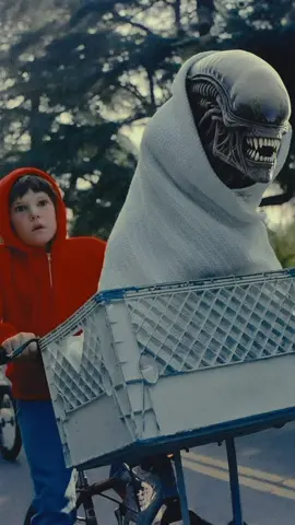 🚲👽 What if the most iconic scene in cinema wasn’t the one we remember? Imagine the legendary bicycle flight from E.T. the Extra-Terrestrial… but instead of the sweet and peaceful ET, the basket carries the terrifying Xenomorph from Alien! 😱 A complete twist: from a story of friendship and tenderness to an intergalactic nightmare, ready to devour anyone in its path. The contrast is surreal and irresistible: the innocent, brave kid in the red hoodie pedaling through the sky, right next to one of the most frightening creatures ever seen on the big screen. With its menacing grin and sleek, dark skin, the Xenomorph takes the magic of that scene into a completely new dimension: no longer a moment of wonder and hope, but a ride suspended between fear, sci-fi, and a touch of dark humor. 🎬 This reel is a tribute to imagination and the power of digital art, blending two universes so far apart: the nostalgia of a timeless classic and the disturbing horror of a cult cinema monster. An impossible crossover that becomes reality through my creativity, inspired by the idea of another creator. 💬 What would you do if you found yourself pedaling with him? Laugh at the absurdity… or run for your life? Drop it in the comments and tag a friend who would never forget a ride like this!