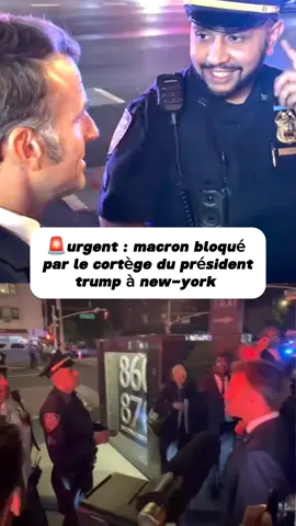 Le saviez-vous ? Même un président peut voir son cortège bloqué par celui d’un autre président 😳 À New York, Emmanuel Macron s’est retrouvé face au convoi de Trump. Bloqué, il a discuté avec la police, pris des photos… et là, un homme a osé l’impensable : lui faire un câlin et un bisou sur le front ! 🫢 Une scène totalement lunaire qui restera dans l’histoire. #Macron #Trump #Politique #Insolite #Viral 