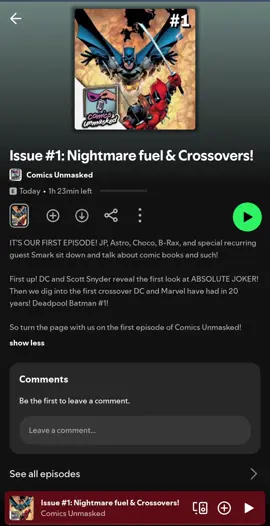 Episode 1 is Live on the places you find podcasts!!!!! @Comics Unmasked Podcast  #batmanvsdeadpool #MarvelComics #DCcomics #Comictiktok #positivepanda 