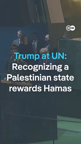 Recognition of a Palestinian state would be too great a reward for Ham@s, US President Donald Trump said in a speech at the United Nations General Assembly in New York. #UnitedNations #Gaza #Palestine #Israel