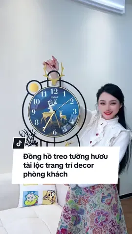 Đồng hồ treo tường hươu tài lộc decor trang trí phòng khách#muataitiktokshop #thuhaifreeship #xuhuongtiktok #wwwmindecor #donghotreotuong 