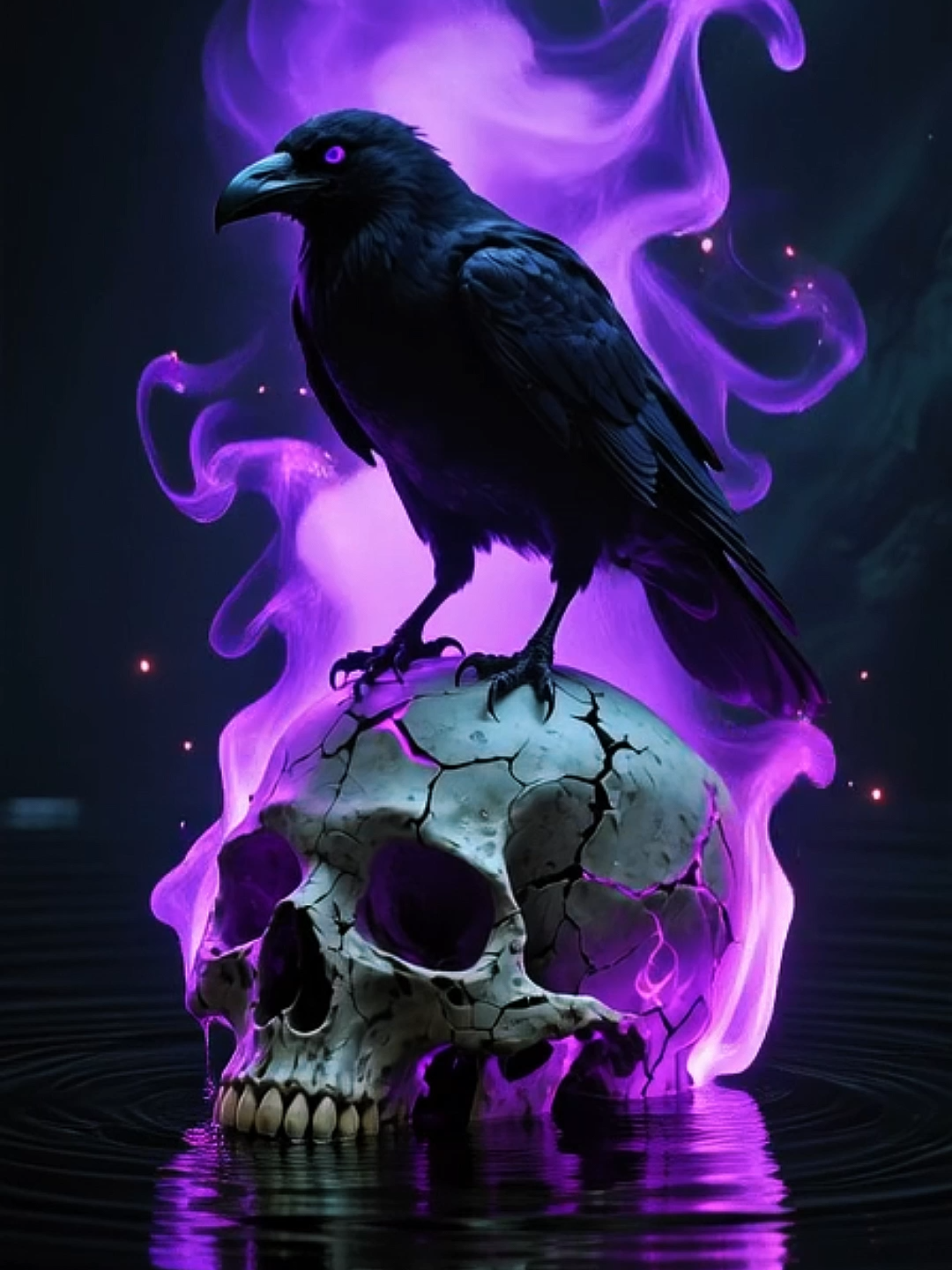 Live Wallpaper | Dark Whispers of the Raven #raven #livewallpaper #skull #darkfantasy #omen #haunting #spookyseason #mystical #darkaesthetic #crow #aivideo #wallpapervideo
