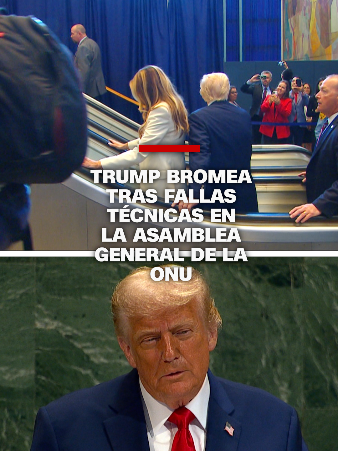 Previo a iniciar su discurso en la Asamblea General de la #ONU, el presidente de EE.UU., #DonaldTrump, enfrentó una falla con el 