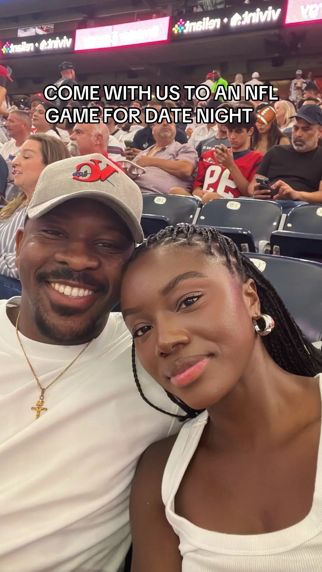 Date night, but make it football 🏈💛 Thanks to @Gametime , we scored last-minute seats and the best views in the house. #Gametimeapp #datenight #nflgame #footballgame #thingstodoinhouston