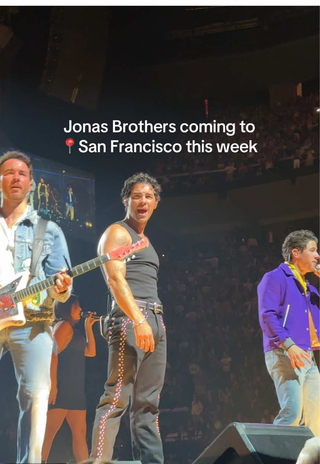 In honor of the @Jonas Brothers brothers coming to San Francisco this week! Throwback to their LA show. ✨✨✨ I will not be attending 😂 cause I can’t top the experience of +1ing into 2nd row seats. But if you are in the SF/ Bay Area I recommend checking out the show, I really enjoyed the concert and they actually are really good singers live.   ✨✨✨ #jonasbrothers #joejonas #chasecenter #camprock3 #sanfrancisco  🎉🎉🎉 @joejonas @Nick Jonas @Kevin Jonas 
