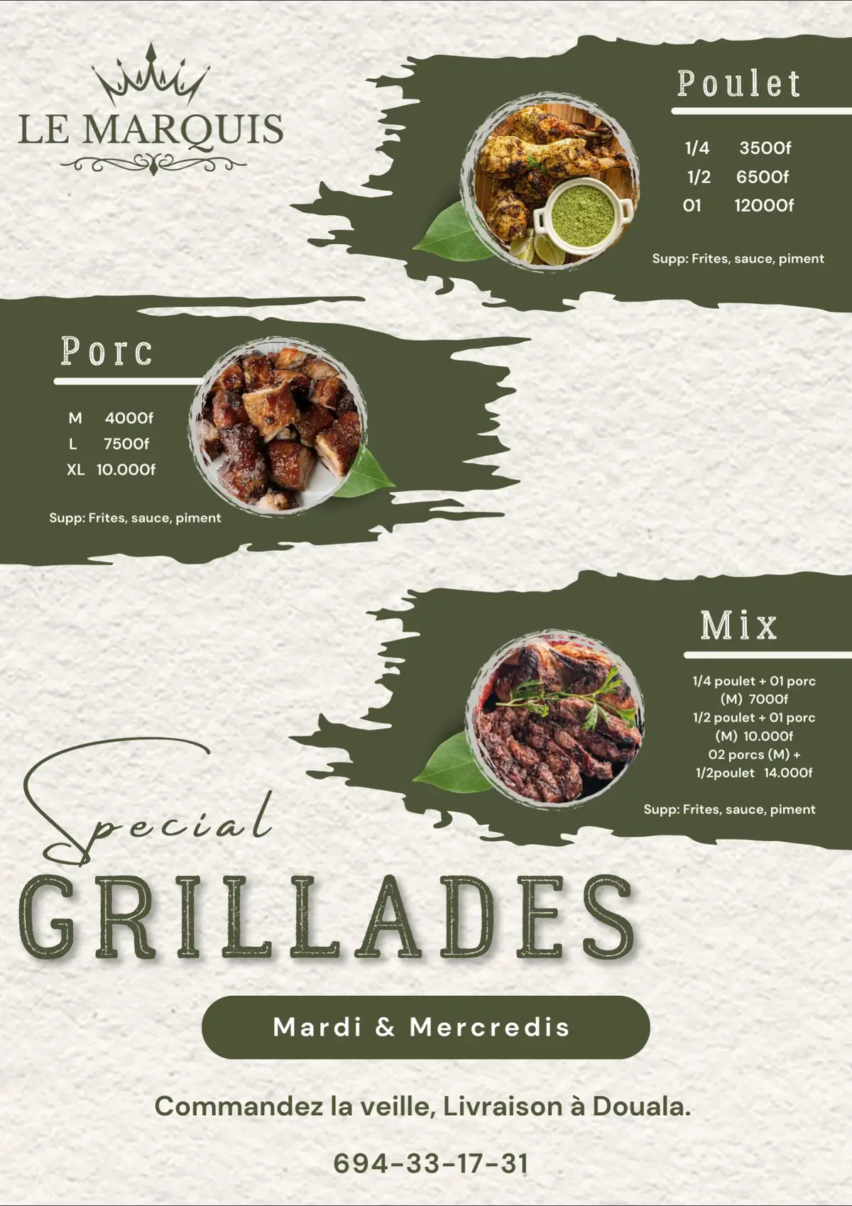 Du nouveau chez Le Marquis. Vous avez désormais la possibilité de commander vos box de grillades à déguster seul ou à plusieurs. Alors, qu’attendez-vous pour commander commander?😍 #chezlemarquis #servicetraiteur #pouletbraise #grillades #Douala 