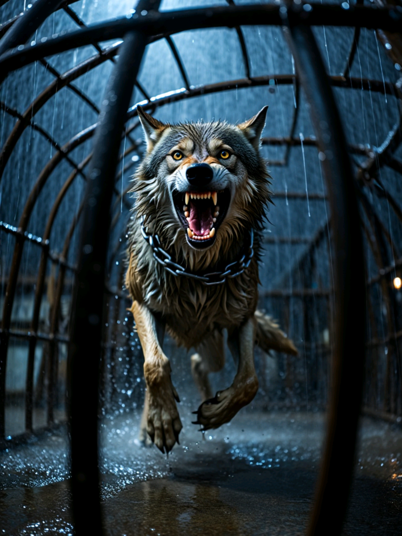 A wolf is very dangerous even in a cage. Don't get too close🐺🩸 #creatorsearchinsights #wolf #attack #growl #cosmic 