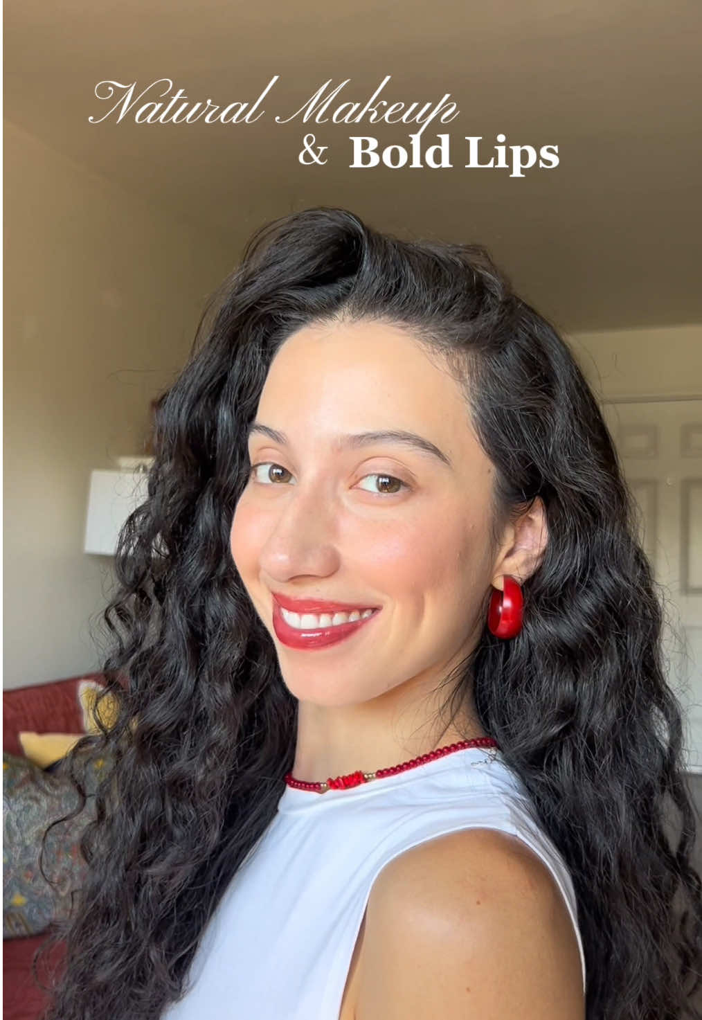 If you want to have a good day do this natural makeup look! Adding a bold lip, in this case I used red, makes it so much more fun and gives it a different touch to it.   @Alleyoop Beauty @livetinted @Smashbox Cosmetics @🇬🇧MADEBYMITCHELL🇬🇧 @COVERGIRL @Sephora Collection @MERIT Beauty  #latinacontentcreator #microinfluencer #naturalmakeuptutorial #redgloss #beautycontentcreator 