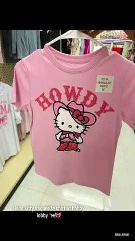 This tshirt is so adorable🎀🐄!!!! And on sale too found in the kids section but if you wear a women’s small to medium they should fit …💞@Hobby Lobby @Official Sanrio @hellokitty #hobbylobby #hellokittylover #vaquerita #coquette #huapangos 