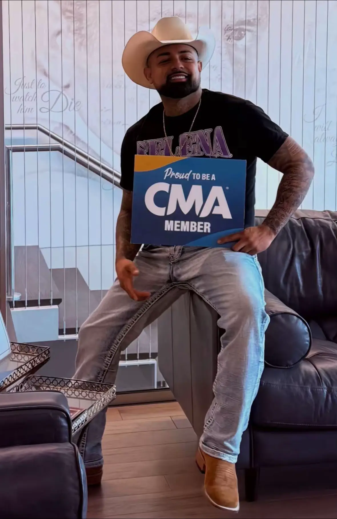 Well look who is officially a member of the @cma 9 eg I am proud to bring more Mexican-American representation to country music. I am also blessed to be able to have the opportunity to be involved in the country music community through the CMA. They could've easily denied me for my prison history but instead I was welcomed with open arms. God is amazing, I'll catch you tonight in Nashville for my first ever headlining show #nashville #cma #countrymusic