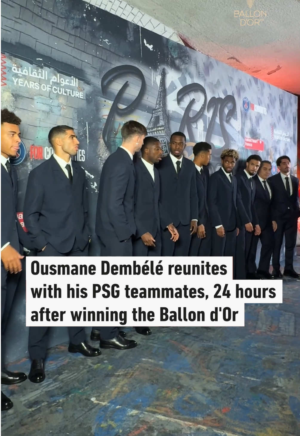 Fresh from winning the Ballon d'Or, Ousmane Dembélé rejoined his PSG teammates on Tuesday at the Parc des Princes for a gala evening #sportstiktok 
