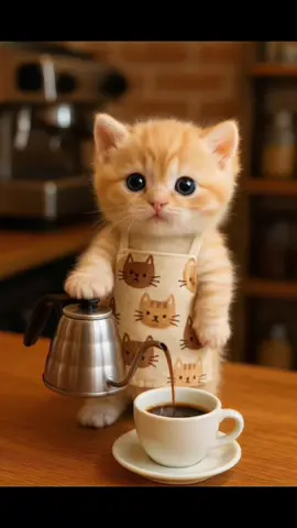 今日は特別に✨モーニングコーヒー☕️いれてあげるニャ〜😻今日も頑張ってニャ〜😸✨✨✨🐾 #cat #猫動画 #猫癒し #catslovers #猫可愛い 