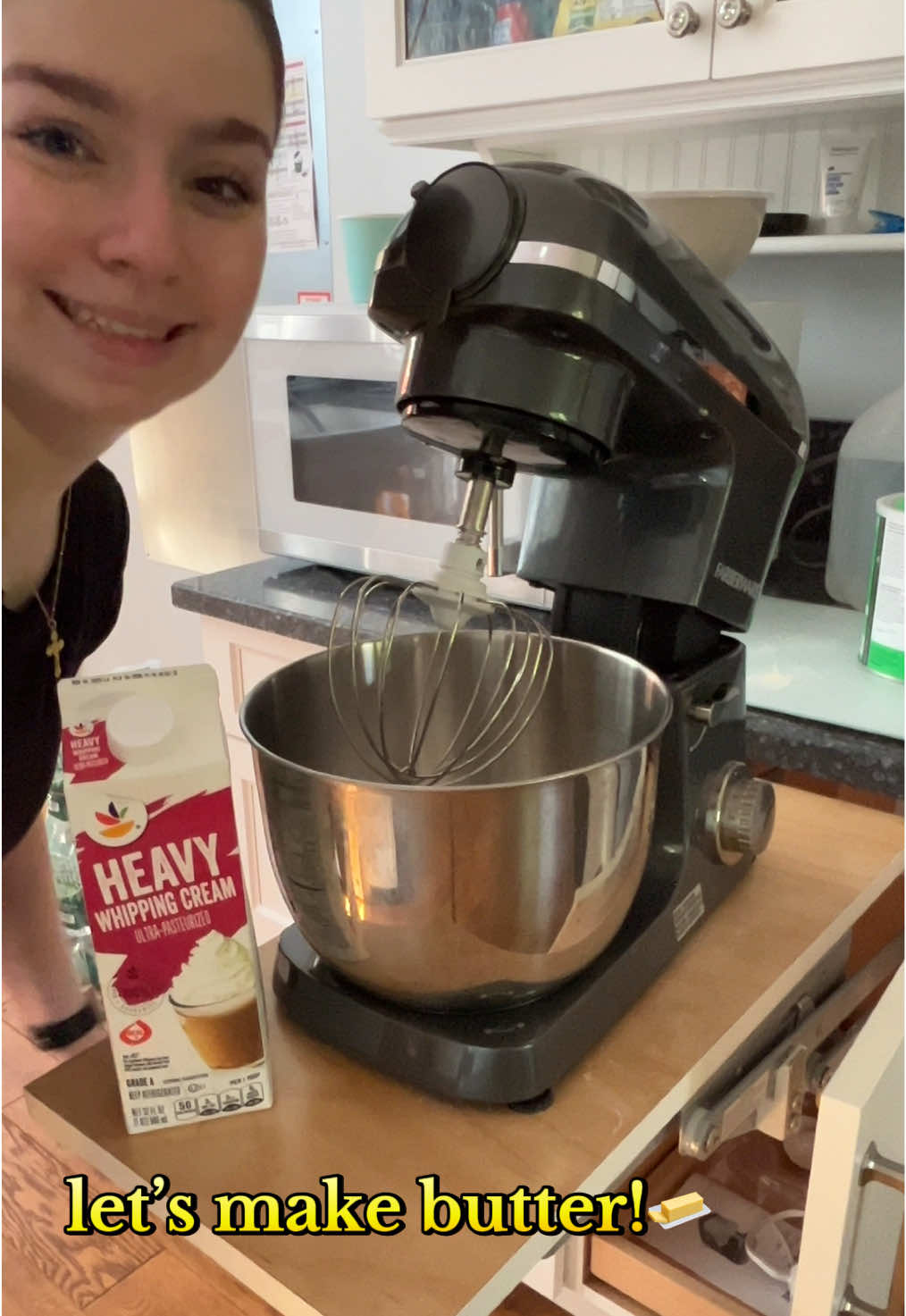 I made butter! of course it wouldn’t homemade without a mess 🥲 took about 30 mins and 20 of those minutes was mixing it, i froze the buttermilk to use for future recipes.  #fyp #butterfromscratch #roadto1k #bakingasabeginner #smallcreator 