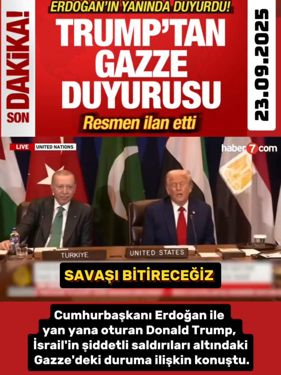 Son dakika: Trump, Erdoğan'ın yanında ilan etti: Gazze'deki savaşı bitireceğiz #ABD Başkanı Donald Trump, Müslüman liderler zirvesinde yaptığı açıklamada, 