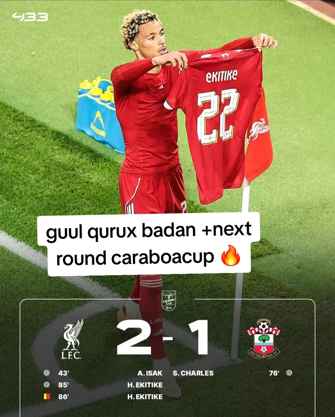 ekitike +isak liverpool win🔥❤️#caraboacup #liverpoolfc #isak #ekitike #fyp  ⚽ Match highlights: liverpoolfc vs Southampton highlights 
