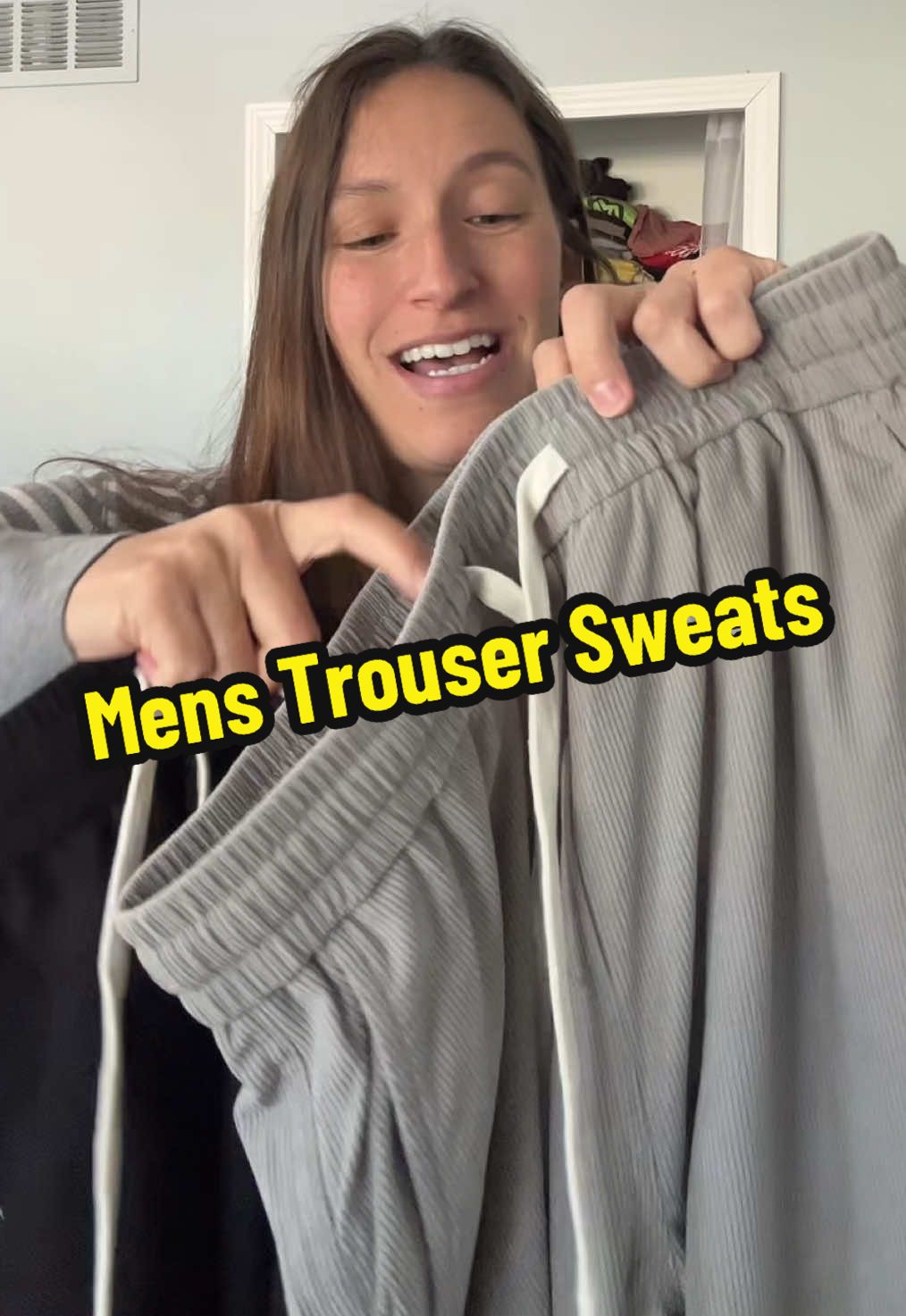 Trouser styled corduroy, sweatpants with drawstrings and deep pockets for men. #husbandapproved #tiktokshoprestock #dealsforyourdays #fallfashion #comfyclothes 