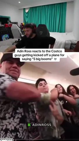 Adin Ross reacts to the Costco guys getting kicked off a plane for saying “5 big booms” 💀#foryoupage #adinross #costcoguys #daviddobrik #fyp